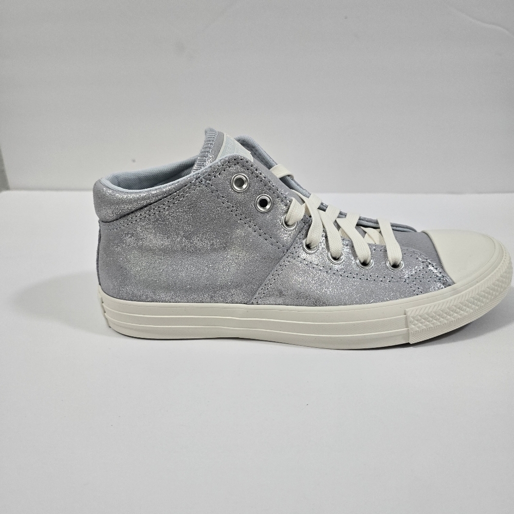Converse Womens  Chuck Taylor All Star Silver Glitter High-Top Sneakers Size 9.5 - Picture 3 of 10